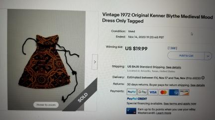 Kenner Medieval Mood 1972 Dress
