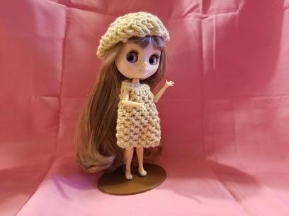 Crocheted Middie Blythe Dress with Matching Berret